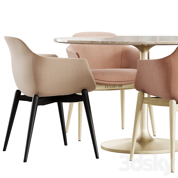 Marelli & Crate & Barrel Nero dining set 3DS Max - thumbnail 2