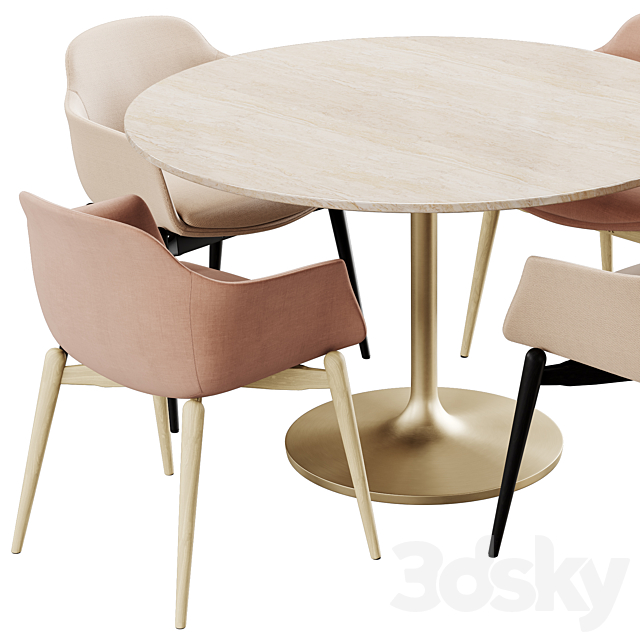 Marelli & Crate & Barrel Nero dining set 3DSMax File - thumbnail 3