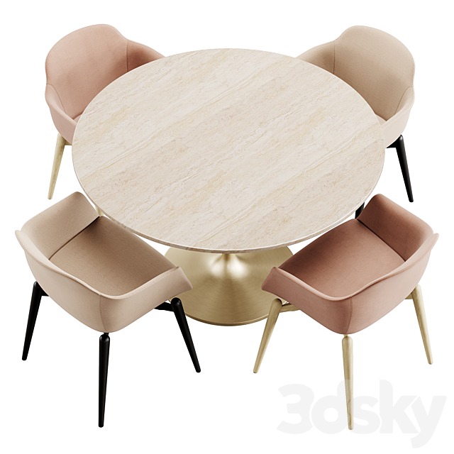 Marelli & Crate & Barrel Nero dining set 3DSMax File - thumbnail 4