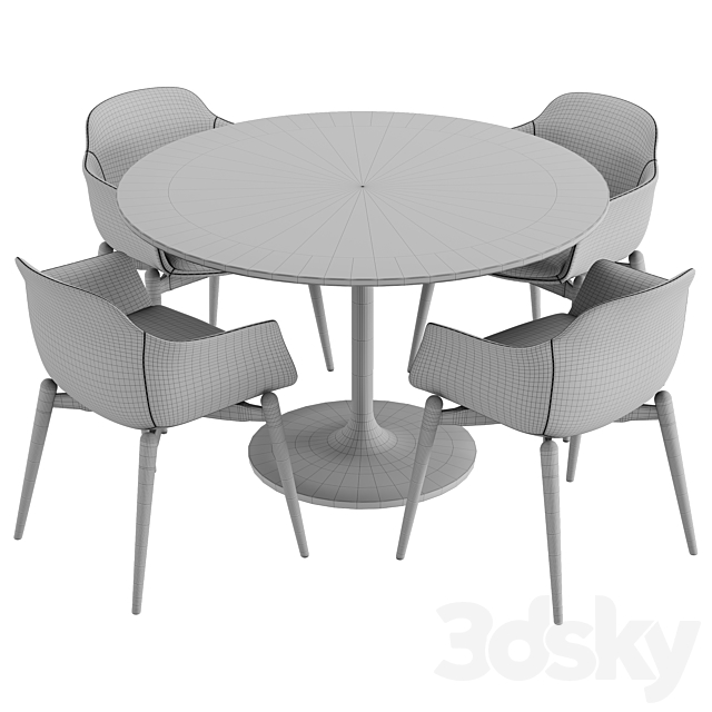 Marelli & Crate & Barrel Nero dining set 3DSMax File - thumbnail 5