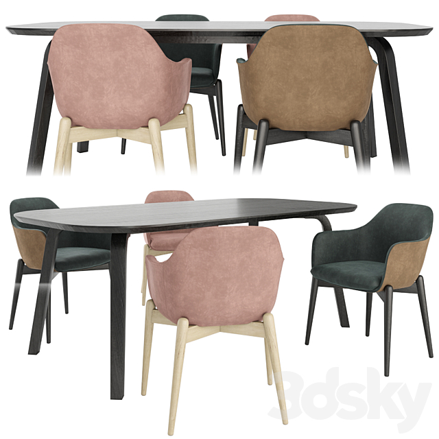 Marelli table and chairs set02 3DSMax File - thumbnail 1