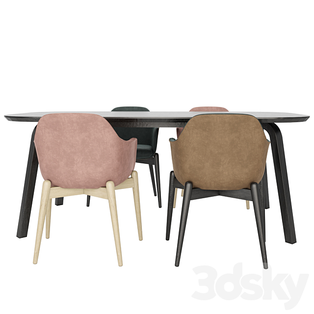 Marelli table and chairs set02 3DSMax File - thumbnail 3