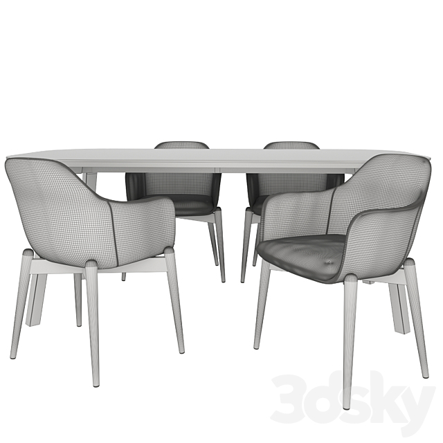 Marelli table and chairs set02 3DSMax File - thumbnail 4