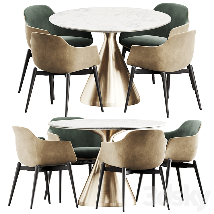 Marelli & West elm Silhouette dining set 3DS Max - thumbnail 1