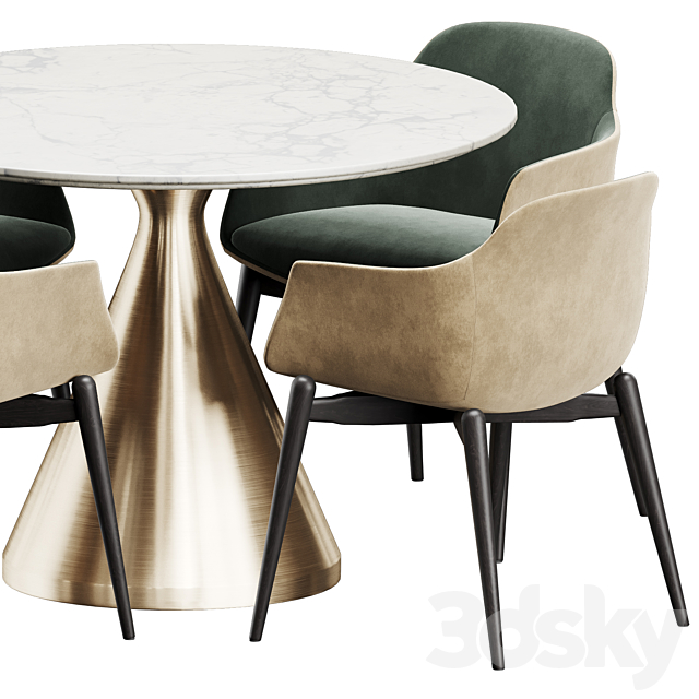 Marelli & West elm Silhouette dining set 3DSMax File - thumbnail 3