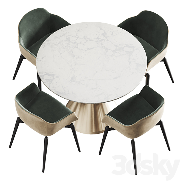 Marelli & West elm Silhouette dining set 3DSMax File - thumbnail 4