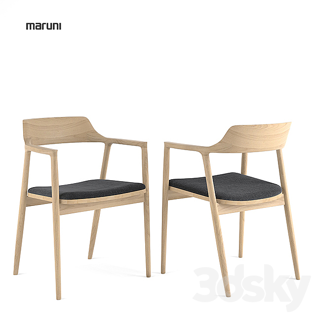 Maruni Arm chair Low Hiroshima + table 3DS Max Model - thumbnail 2