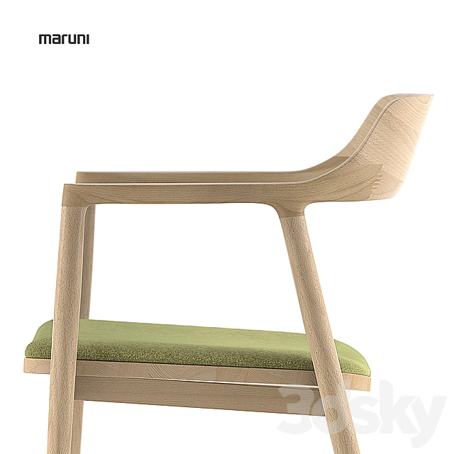 Maruni Arm chair Low Hiroshima + table 3DS Max Model - thumbnail 3