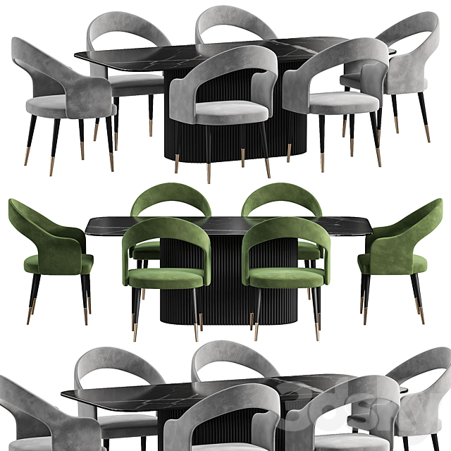 MARVANI Dining Table and chair By Cazarina 3ds Max - thumbnail 1