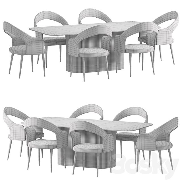 MARVANI Dining Table and chair By Cazarina 3ds Max - thumbnail 3