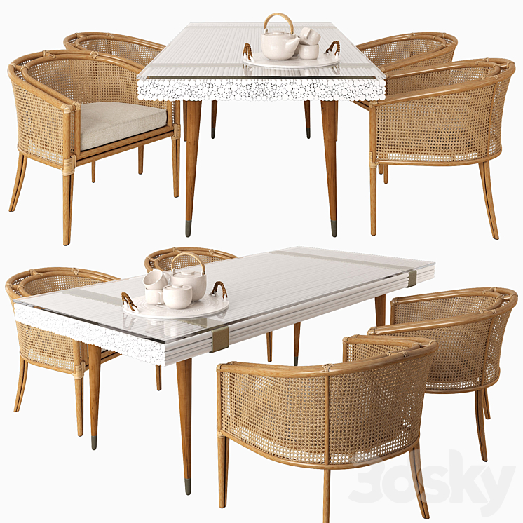 Mcguire dining set 3DS Max - thumbnail 1