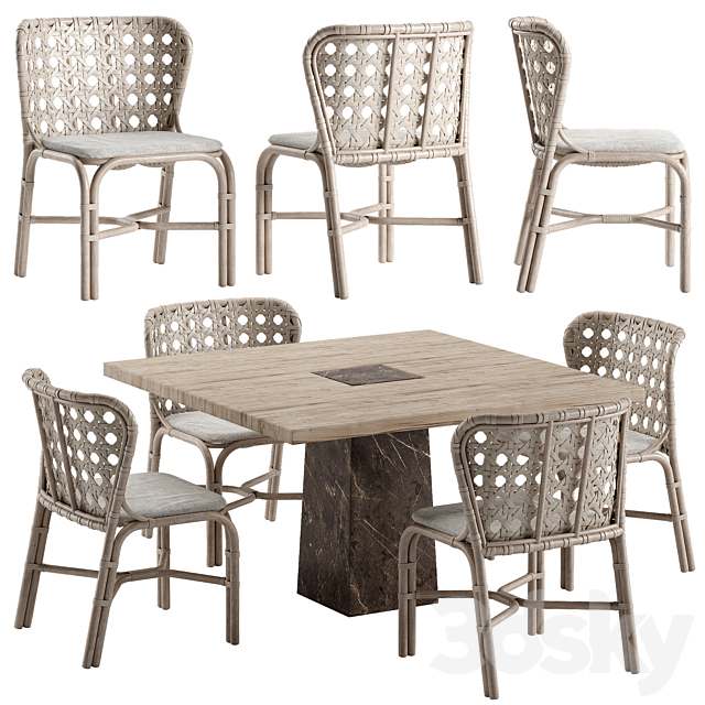 Mcguire Exalt chair Querini table set 3DSMax File - thumbnail 1