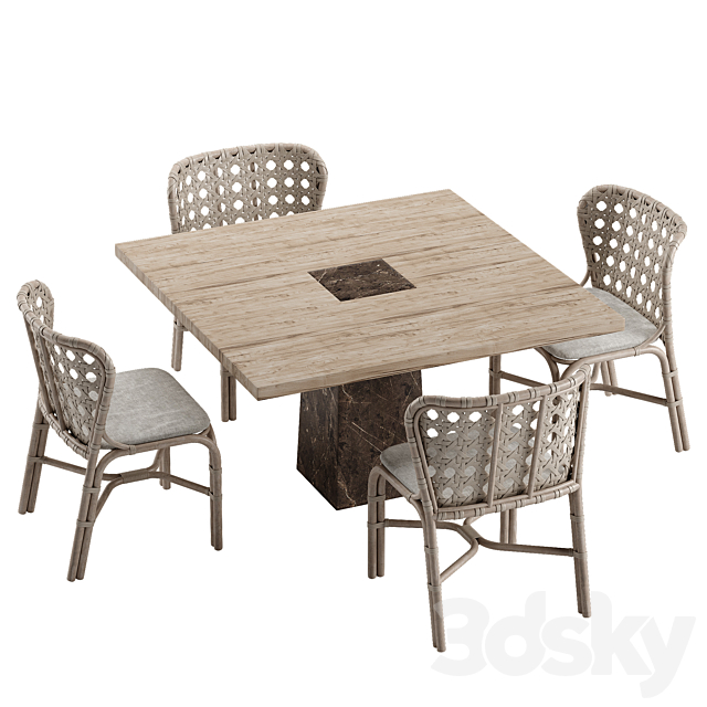 Mcguire Exalt chair Querini table set 3DSMax File - thumbnail 2