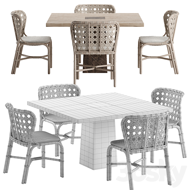 Mcguire Exalt chair Querini table set 3DSMax File - thumbnail 3