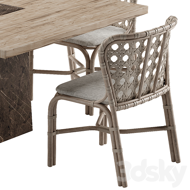 Mcguire Exalt chair Querini table set 3DSMax File - thumbnail 4