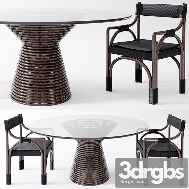 Mcguire minna table & bound arm chair 2 3dsmax Download - thumbnail 1