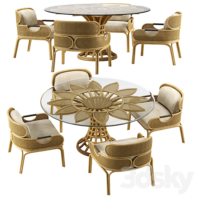 Mcguire Sunflower dining set 3DSMax File - thumbnail 1