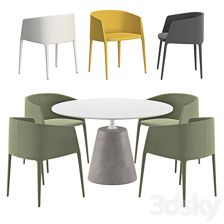 MDF Italia – Achille Armchair And Rock Table 3DS Max - thumbnail 1