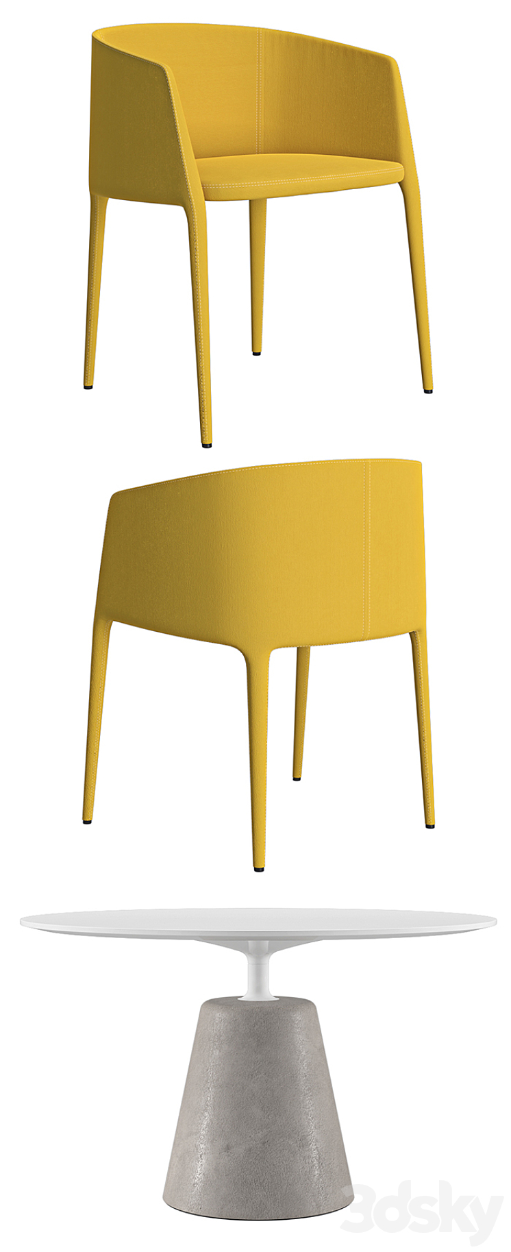 MDF Italia – Achille Armchair And Rock Table 3DS Max - thumbnail 2