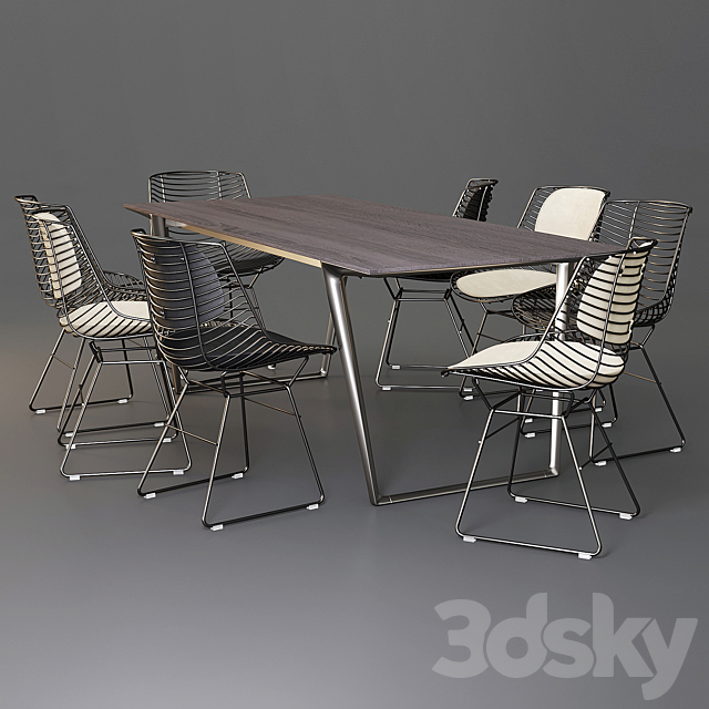 MDF Italia: Dining Set (Table Axy Comfort & Chair Flow Filo) 3DSMax File - thumbnail 1