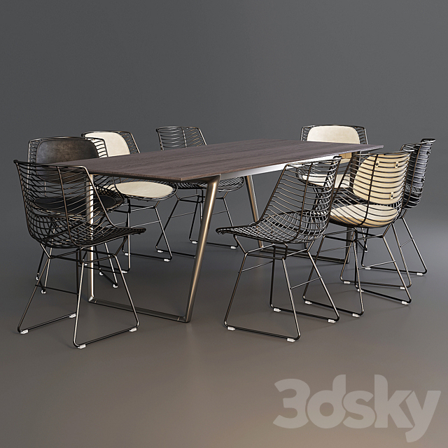 MDF Italia: Dining Set (Table Axy Comfort & Chair Flow Filo) 3DSMax File - thumbnail 2