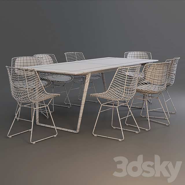 MDF Italia: Dining Set (Table Axy Comfort & Chair Flow Filo) 3DSMax File - thumbnail 3