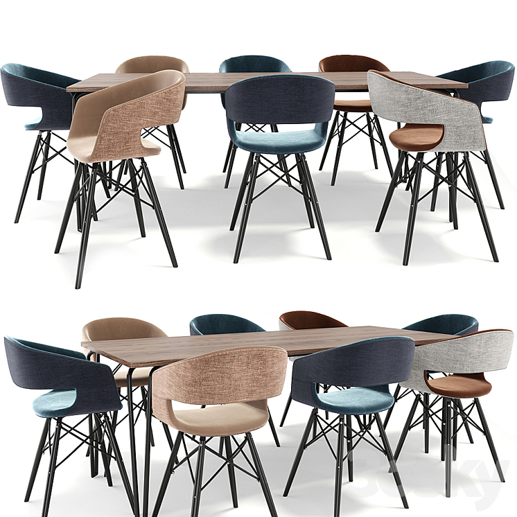 Melange Dining Table Set 3DS Max - thumbnail 1