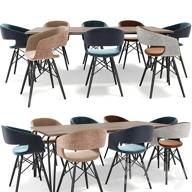 Melange Dining Table Set 3DSMax File - thumbnail 1