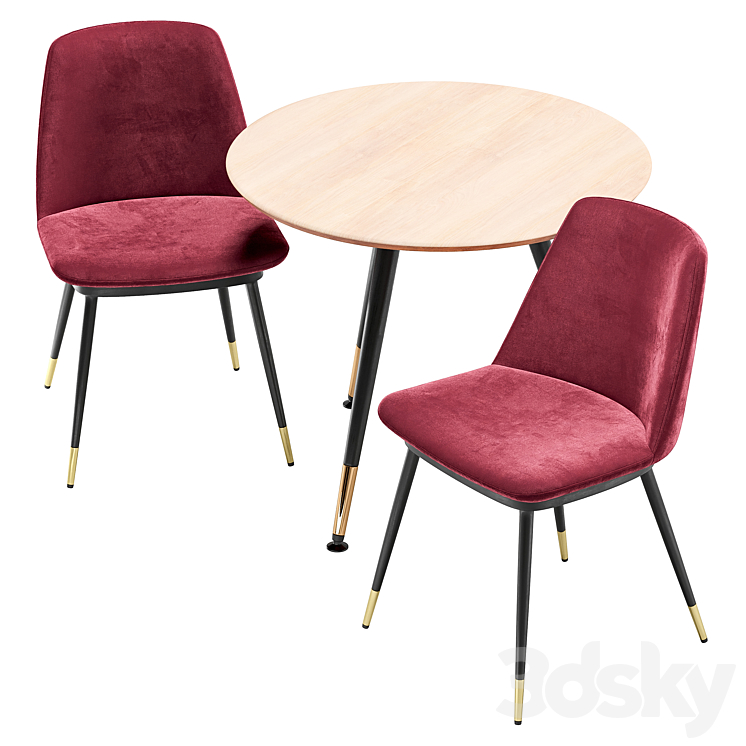 Melissa dining chair and Messi table 3DS Max - thumbnail 2