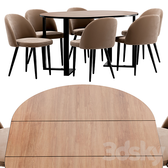 Melody dining chair and Sheffilton table 3DS Max Model - thumbnail 2