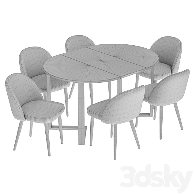 Melody dining chair and Sheffilton table 3DS Max Model - thumbnail 6