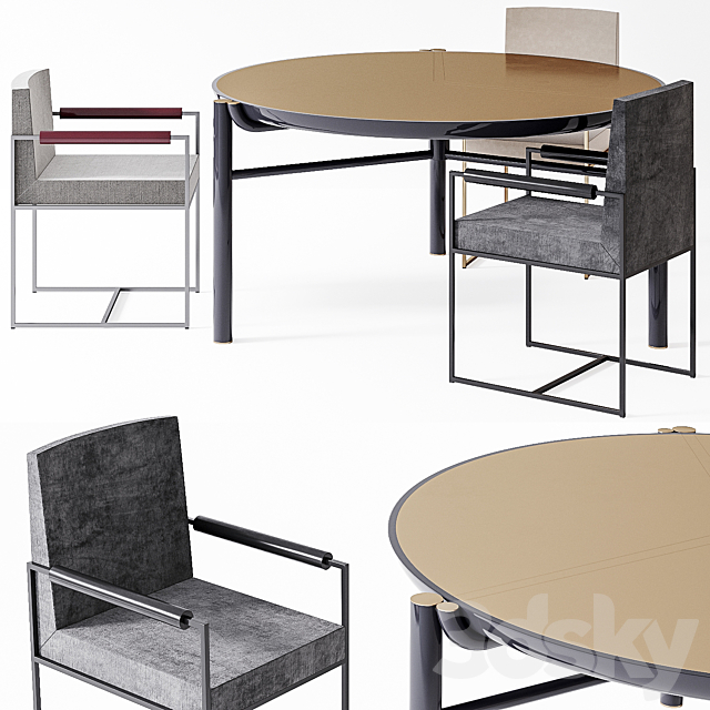 Meridiani chair Rider. Zeno table 3DSMax File - thumbnail 1