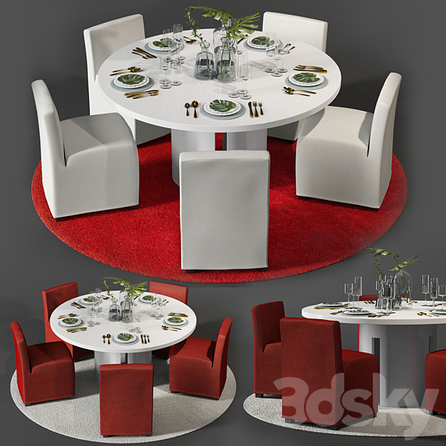 MERIDIANI Gong table. Wess chair. Flos IC S2 3DSMax File - thumbnail 2