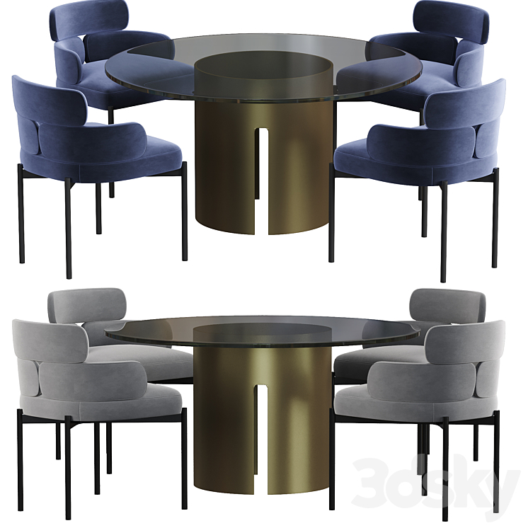 Meridiani Sylvie dining table 3DS Max Model - thumbnail 3