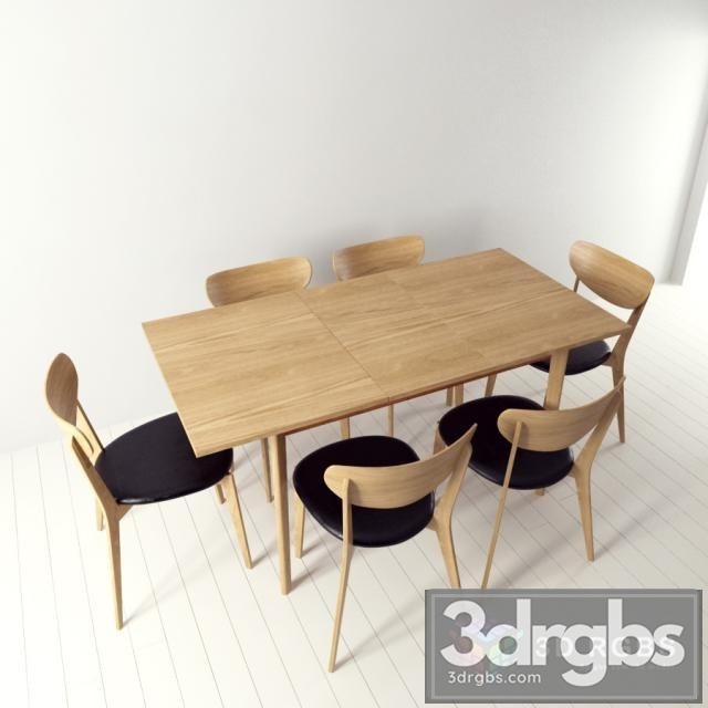 Merrick Oak Table and Chair 3dsmax Download - thumbnail 1