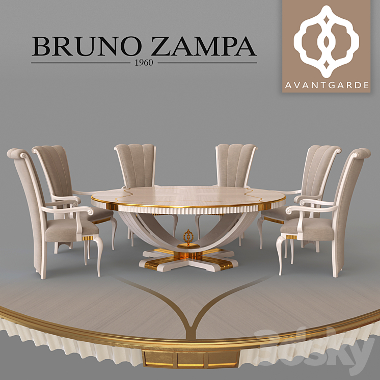 Metropolis dining table and Greta armchair 3DS Max - thumbnail 1