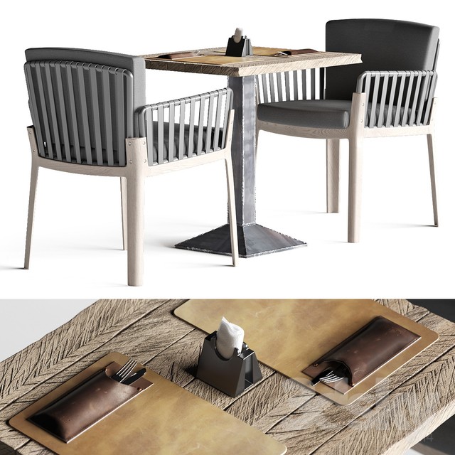 Miami chair welded table and table setting 3DS Max - thumbnail 3