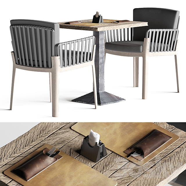 Miami chair. welded table and table setting 3DSMax File - thumbnail 1