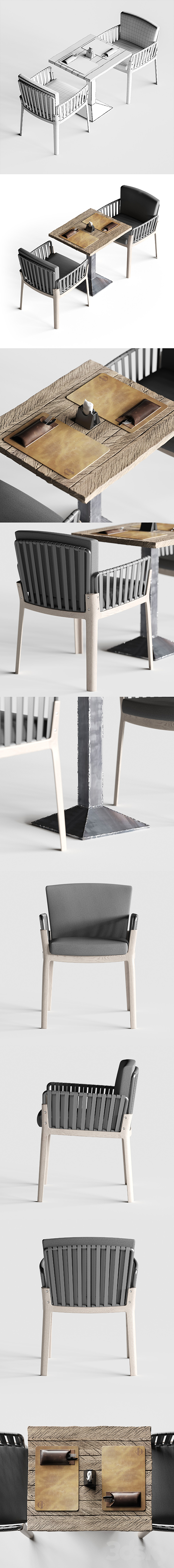 Miami chair. welded table and table setting 3DSMax File - thumbnail 2