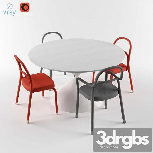 Midj clessidra table and chair 2 3dsmax Download - thumbnail 1