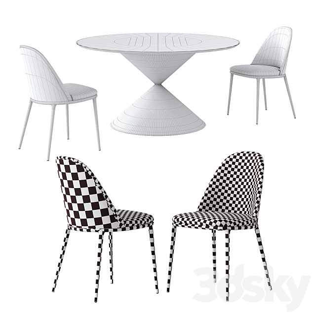 MIDJ Lea S Chair & Clessidra Table 3DS Max Model - thumbnail 2