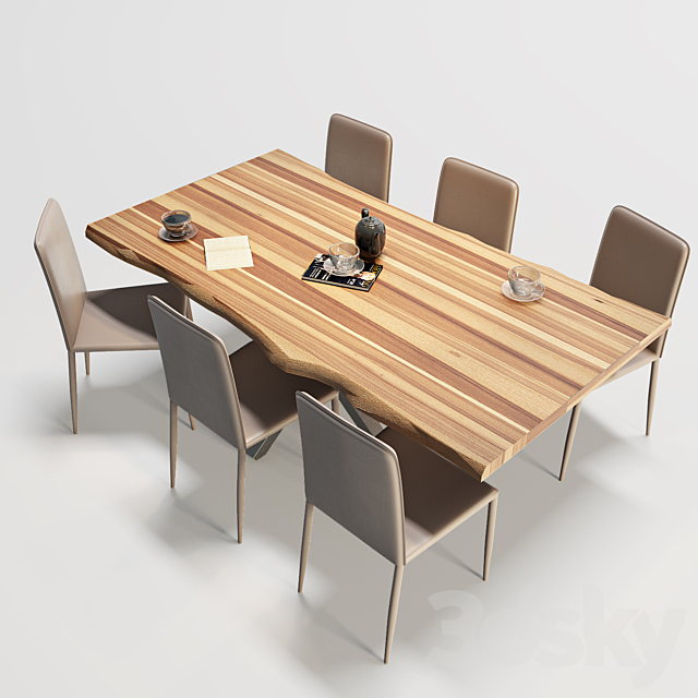 MIDJ Pechino table and chairs Calligaris BOHEME 3DSMax File - thumbnail 1