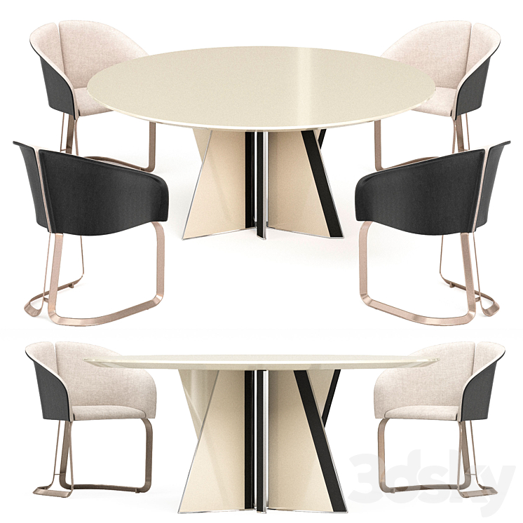 Milano round table 3DS Max Model - thumbnail 3