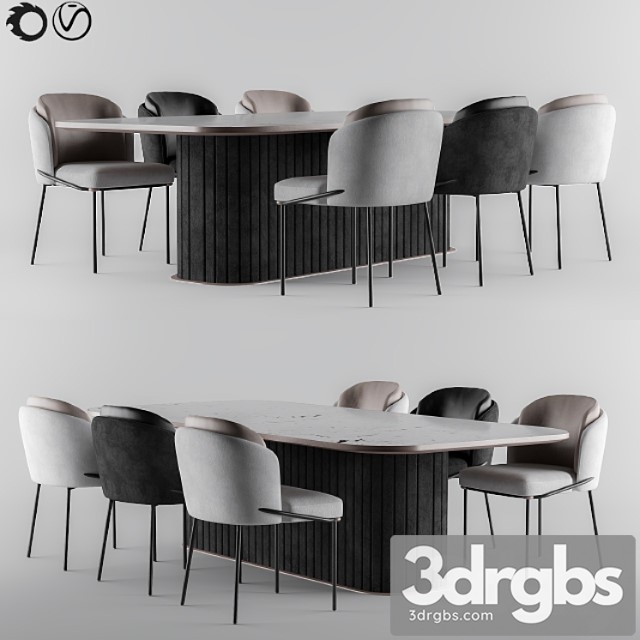 Minnoti chair + table 2 3dsmax Download - thumbnail 1