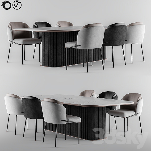 Minnoti Chair + Table 3DSMax File - thumbnail 1