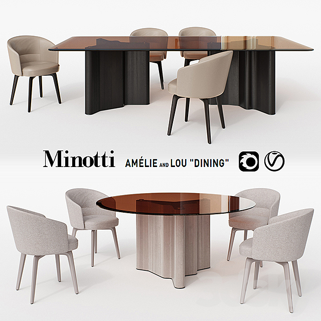 Minotti. Amelie and Lou Dining 3DSMax File - thumbnail 1