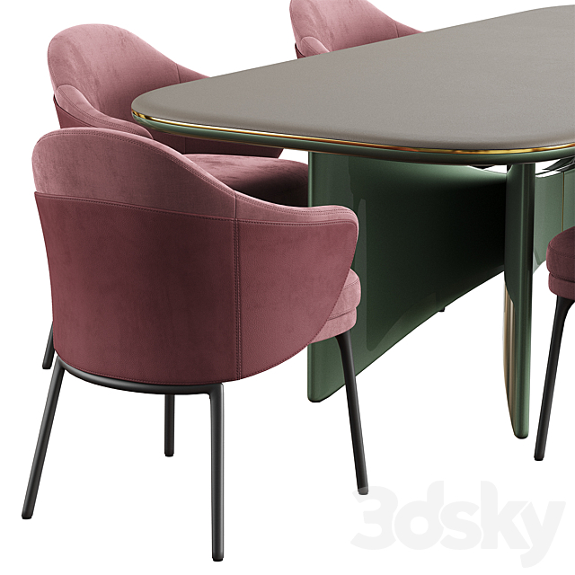 Minotti angie dining Chair Turri Blues Table 3DS Max Model - thumbnail 4