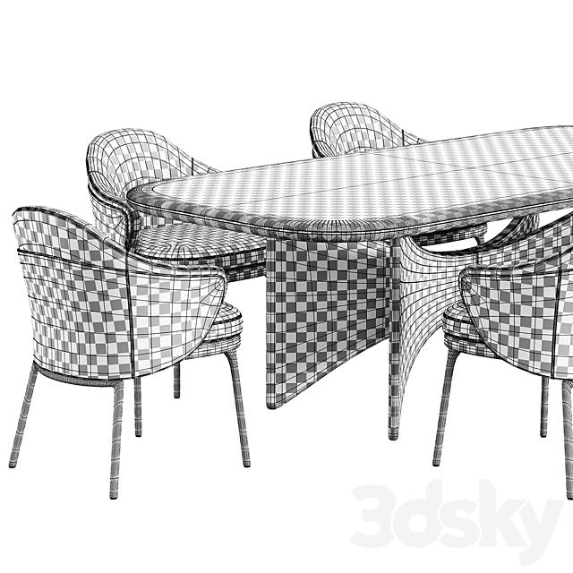 Minotti angie dining Chair Turri Blues Table 3DS Max Model - thumbnail 7