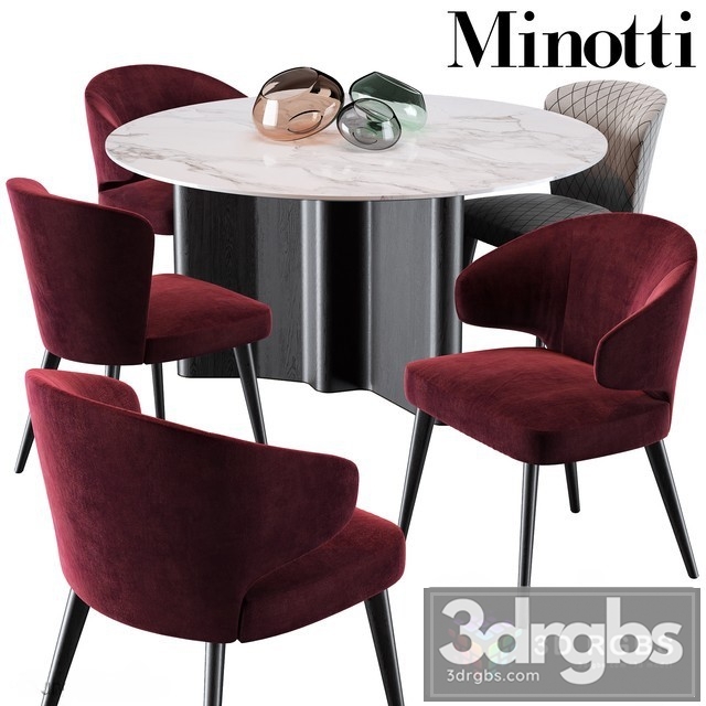 Minotti Aston Dining Chair Lou Dining Table 3dsmax Download - thumbnail 1