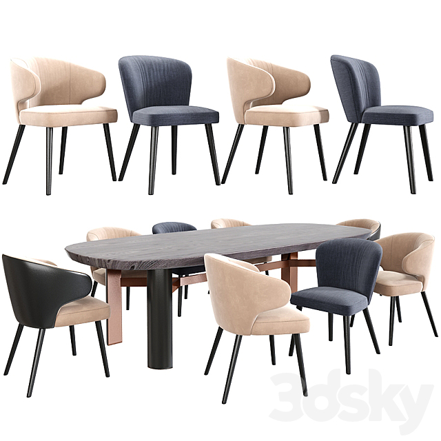 Minotti Aston Dining Chair Set 3DSMax File - thumbnail 2